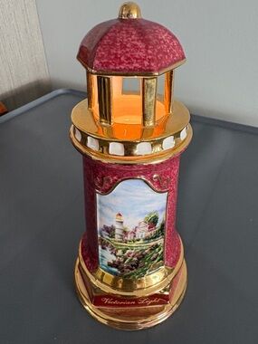 Thomas Kinkade Red and Gold Lighthouse Lantern Accent
